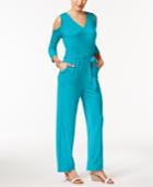 Ny Collection Petite Surplice Cold-shoulder Jumpsuit