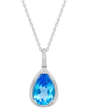 Blue Topaz (4-3/4 Ct. T.w.) And White Topaz (1/4 Ct. T.w.) Pendant Necklace In Sterling Silver