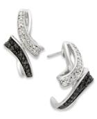Sterling Silver Earrings, Black (1/10 Ct. T.w.) And White Diamond (1/6 Ct. T.w.) Bypass Earrings