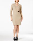 Calvin Klein Plus Size Cable-knit Side-buckle Sweater Dress