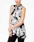 Alfani Embellished Mock-neck Top