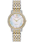 Citizen Eco-drive Women's Silhouette Crystal Jewelry Two-tone Stainless Steel Bracelet Watch 29mm Ex1484-57d