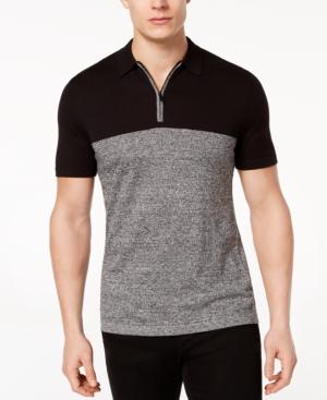 Alfani Men's Colorblocked Quarter-zip Polo, Created For Macy's