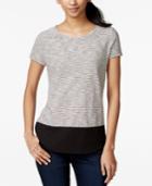 Maison Jules Striped Contrast T-shirt, Created For Macy's