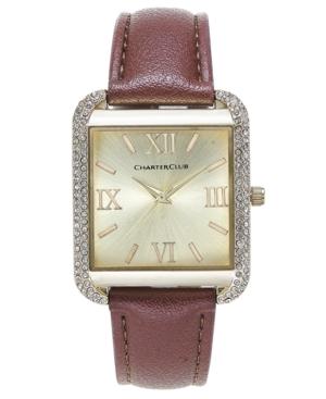 Charter Club Women's Gold-tone Brown Faux Leather Bracelet Watch 32mm, Only At Macy's