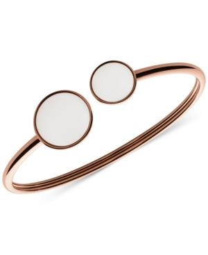 Skagen Sea Glass Rose Gold-tone Stainless Steel White Stone Bangle Bracelet Skj0781