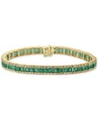 Effy Emerald (2-1/2 Ct. T.w.) & Diamond (3/8 Ct. T.w.) Link Bracelet In 14k Gold