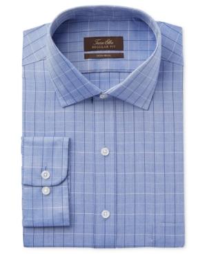 Tasso Elba Men's Classic-fit Indigo Herringbone Check Dress Shirt, Only At Macy's