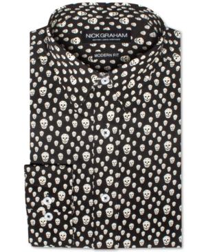 Nick Graham Men's Modern Fitted Happy Skulls Dress Shirt
