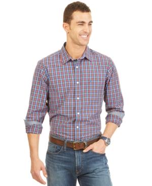 Nautica Vinyard Big And Tall Checked Button-front Shirt