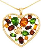 Sis By Simone I Smith Multi-color Heart-shaped Pendant Necklace In 18k Gold Over Sterling Silver