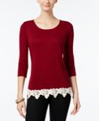 Ny Collection Petite Crochet-hem Top