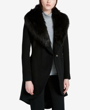 Calvin Klein Faux-fur-trim High-low Walker Coat