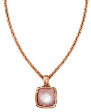 Bronzarte 18k Rose Gold Over Bronze Necklace, Rose Quartz And Pink Mother Of Pearl Pendant (8-3/8 Ct. T.w.)