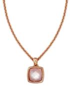 Bronzarte 18k Rose Gold Over Bronze Necklace, Rose Quartz And Pink Mother Of Pearl Pendant (8-3/8 Ct. T.w.)