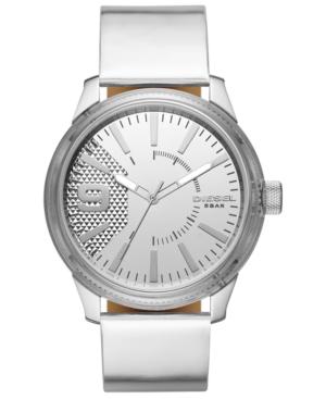 Diesel Men's Rasp Nsbb Silver-tone Leather Strap Watch 46mm