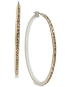 Lucky Brand Silver-tone Pave 2-2/5 Hoop Earrings