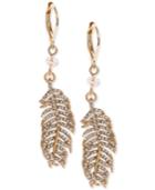 Lonna & Lilly Gold-tone Crystal Feather Drop Earrings