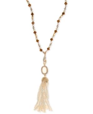Lonna & Lilly Gold-tone Long Beaded Tassel Lariat Necklace
