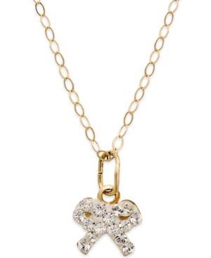 Children's Swarovski Crystal Bow Pendant Necklace In 14k Gold (1/8 Ct. T.w.)