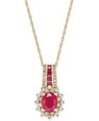 Ruby (1-3/4 Ct. T.w.) And Diamond (1/2 Ct. T.w.) Pendant Necklace In 14k Gold