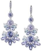 Givenchy Silver-tone Purple Crystal Cluster Chandelier Earrings