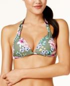 Hula Honey Tropic Romance Floral-print Push-up Halter Bikini Top, Available In D/dd Women's Swimsuit