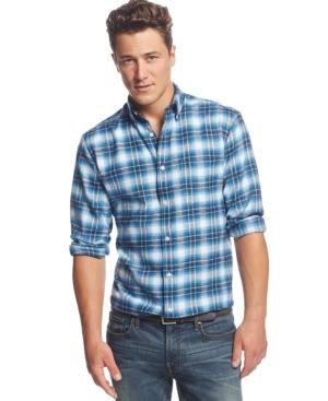 John Ashford Long Sleeve Ombre Plaid Shirt