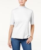 Karen Scott Cotton Mock-neck Top, Only At Macy's