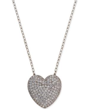 Giani Bernini Cubic Zirconia Pave Heart Pendant Necklace In 18k Rose Gold-plated Sterling Silver Or Sterling Silver, Only At Macy's