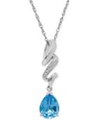 Blue Topaz (2-1/4 Ct. T.w.) And Diamond Accent Squiggle Pendant Necklace In Sterling Silver