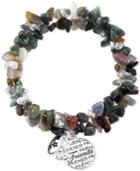 Unwritten Friends Beaded Stone Chip Coil Bracelet With Silver-plated Brass Accents