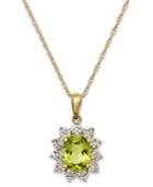 Peridot (1-3/8 Ct. T.w.) And Diamond Accent Pendant Necklace In 14k Gold