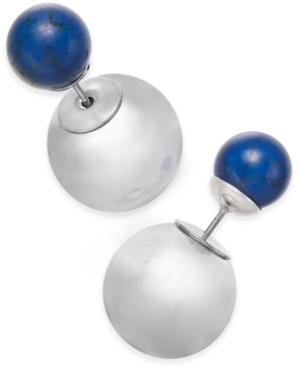 Inspired Life Metallic Ball And Stone Bead Front And Back Earrings