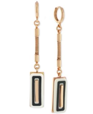 Vince Camuto Gold-tone Long Rectangular Acetate Dangle Hoop Earrings