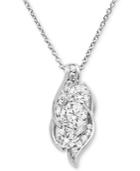 Cubic Zirconia Cluster 18 Pendant Necklace In Sterling Silver