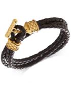 Degs & Sal Men's Leather Double Wrap Bracelet In 14k Gold-plated Sterling Silver