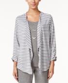 Alfred Dunner Petite Striped Layered-look Necklace Top