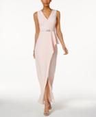 Vince Camuto Belted Asymmetrical Gown
