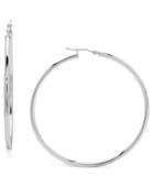 Polished Large Hoop Earrings In 14k White Gold