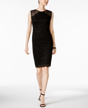 R & M Richards Sequined Lace Sheath Dress