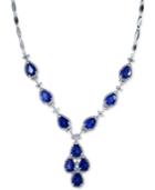 Effy Sapphire (7-1/10 Ct. T.w.) And Diamond (1-1/5 Ct. T.w.) Necklace In 14k White Gold
