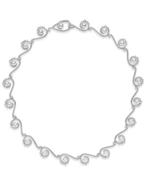 Danori Silver-tone Imitation Pearl And Crystal All-around Collar Necklace