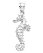 14k White Gold Charm, Seahorse Charm