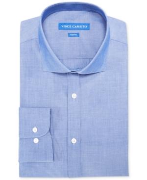 Vince Camuto Slim-fit Chambray Solid Dress Shirt