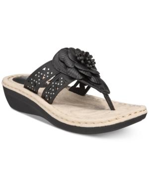 White Mountain Cynthia Thong Wedge Sandals Women's Shoes