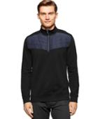 Calvin Klein Pique Fleece Mixed Media Quarter-zip Sweater