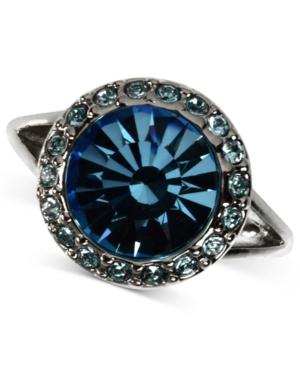 Givenchy Ring, Silver-tone Aqua Swarovski Element Cocktail Ring