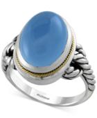 Serenity By Effy Chalcedony (8-1/2 Ct. T.w.) Rope Ring In Sterling Silver With 18k Gold Accents