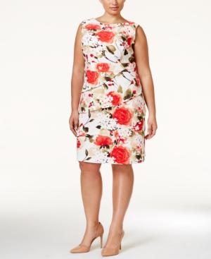 Connected Plus Size Floral-print Tiered Dress